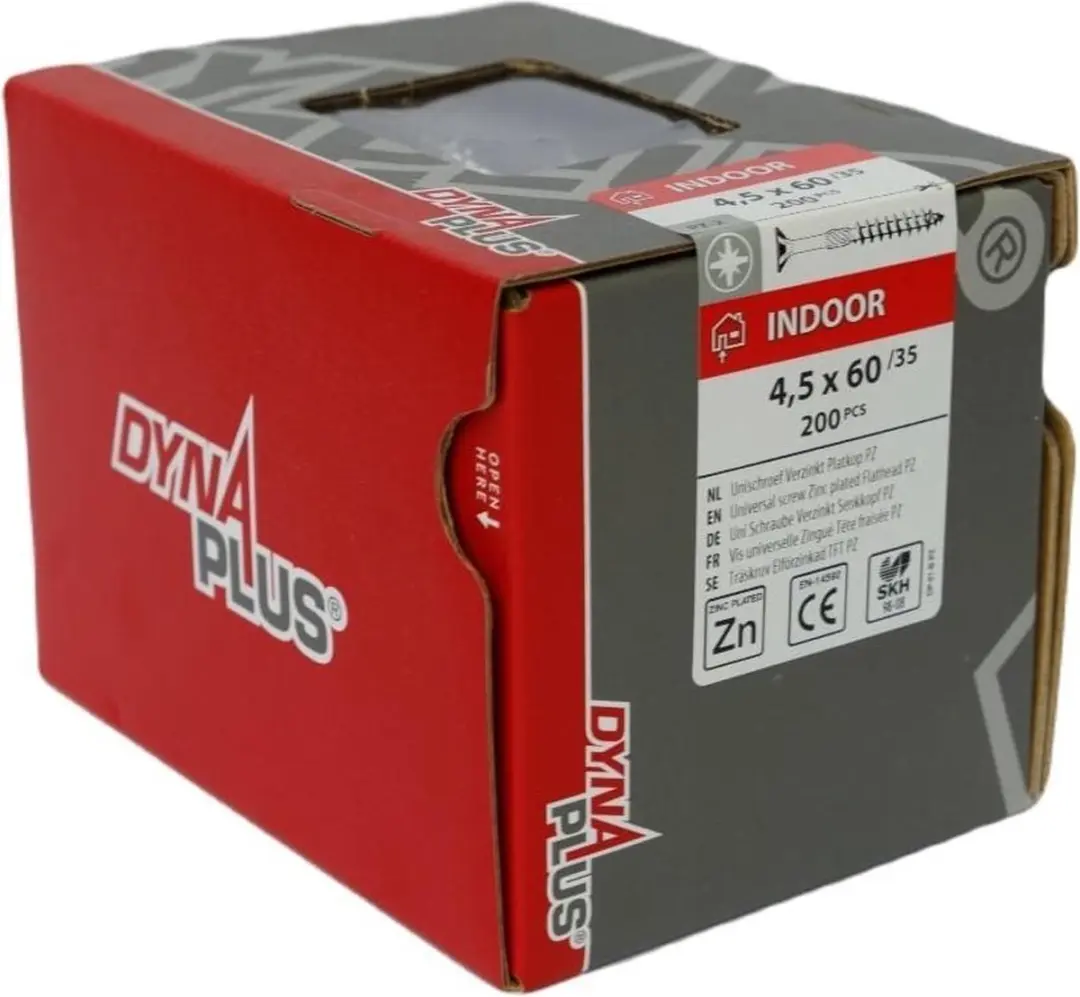 Dynaplus Unischroef POZI 4,5x60mm - 200 Stuks - Verzinkt - afbeelding 4 van 4