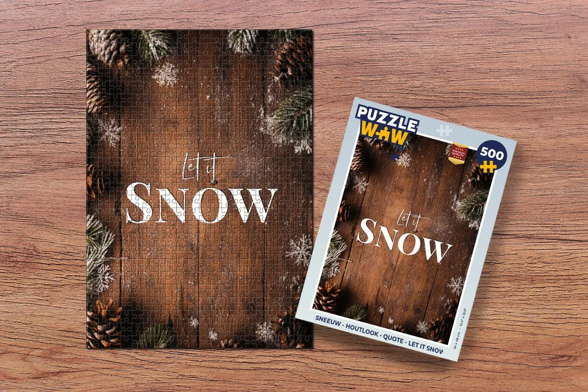 PuzzleWow Sneeuw Houtlook Legpuzzel 500 Stuks - 8721166929869