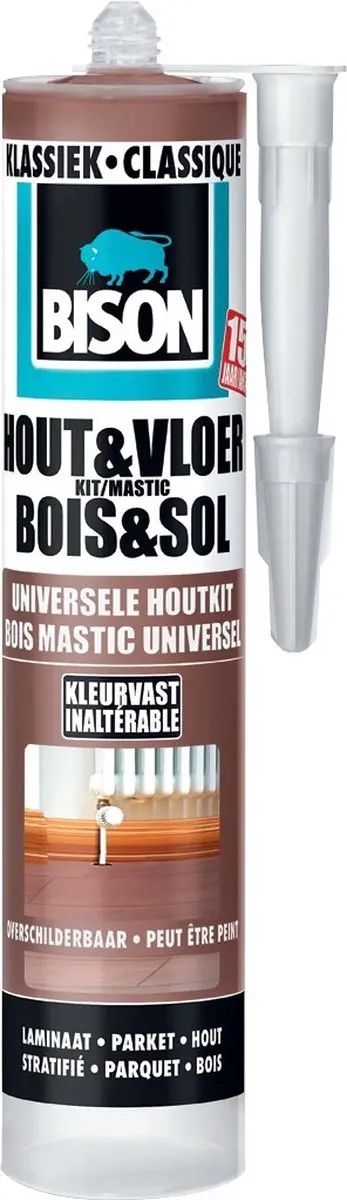 Bison Hout&Vloer klassiek koker 300 ml, voor parket, laminaat, planken, kurken,