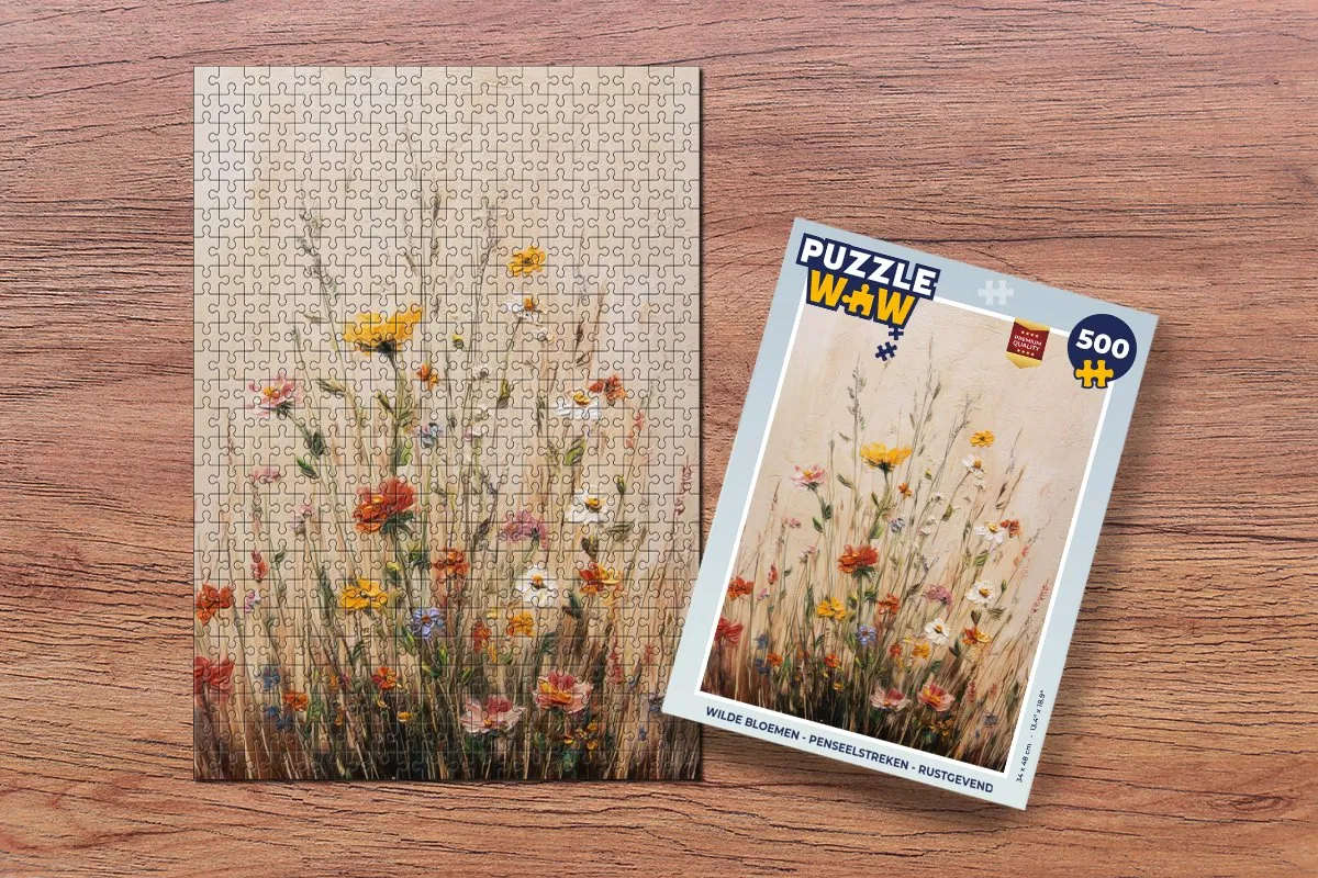 PuzzleWow Wilde Bloemen Legpuzzel 500 Stuks - Bloemen/Penseelstreken