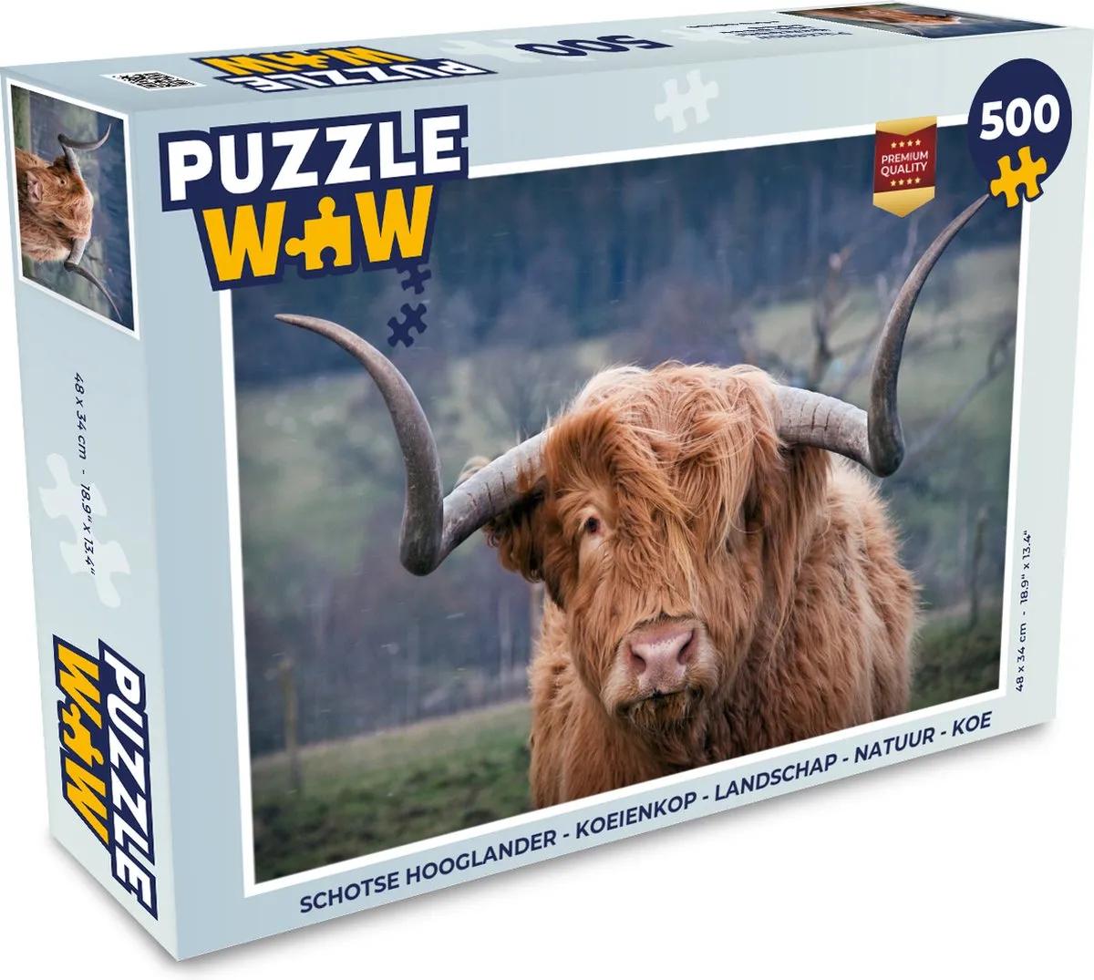 PuzzleWow Schotse Hooglander Legpuzzel 500 Stuks - Multicolor