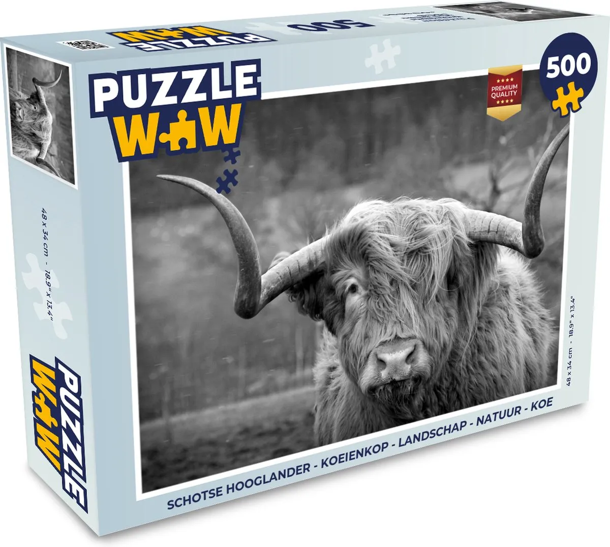 PuzzleWow Schotse Hooglander Legpuzzel 500 Stuks - Multicolor