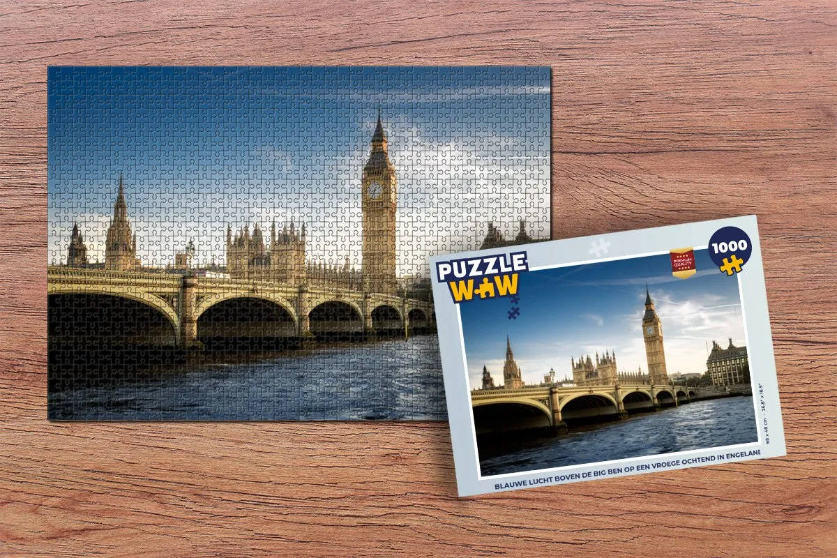 PuzzleWow Legpuzzel Blauwe lucht Big Ben 1000 Stuks - Multicolor