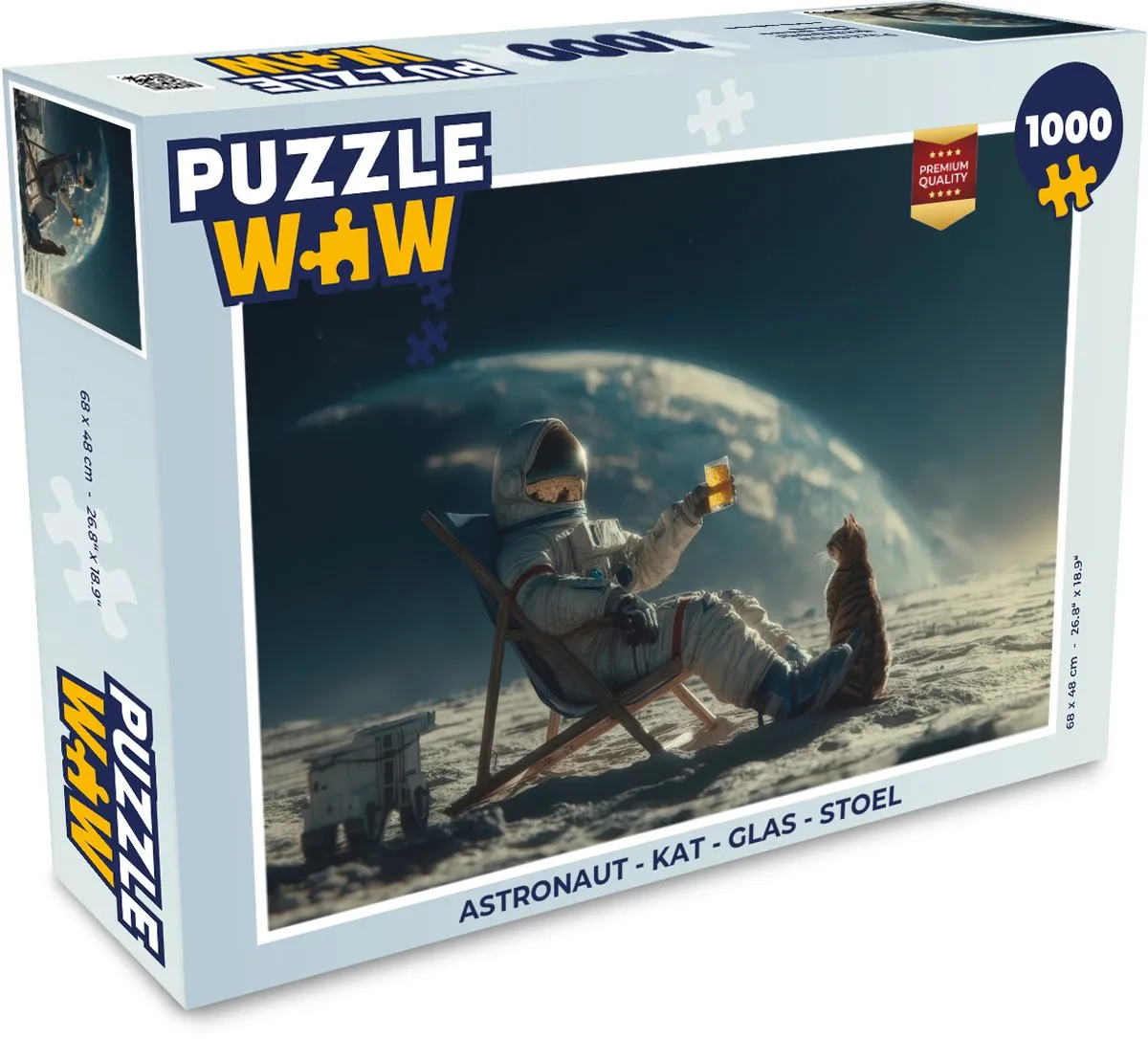 PuzzleWow Astronaut Kat Glas Stoel Puzzle - 1000 Stuks