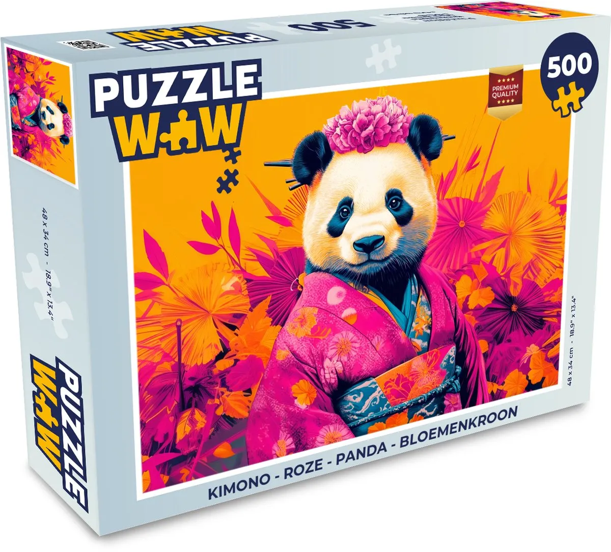 PuzzleWow Kimono Panda Legpuzzel 500 Stuks