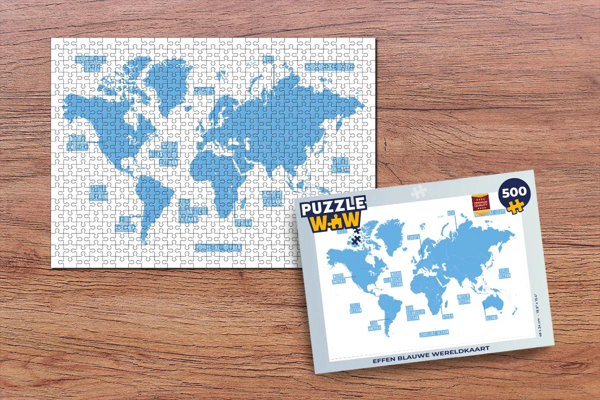 PuzzleWow Wereldkaart Legpuzzel 500 Stuks