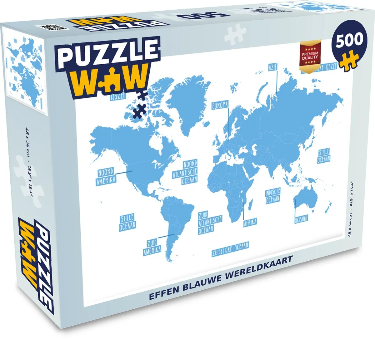 PuzzleWow Wereldkaart Legpuzzel 500 Stuks - Multicolor