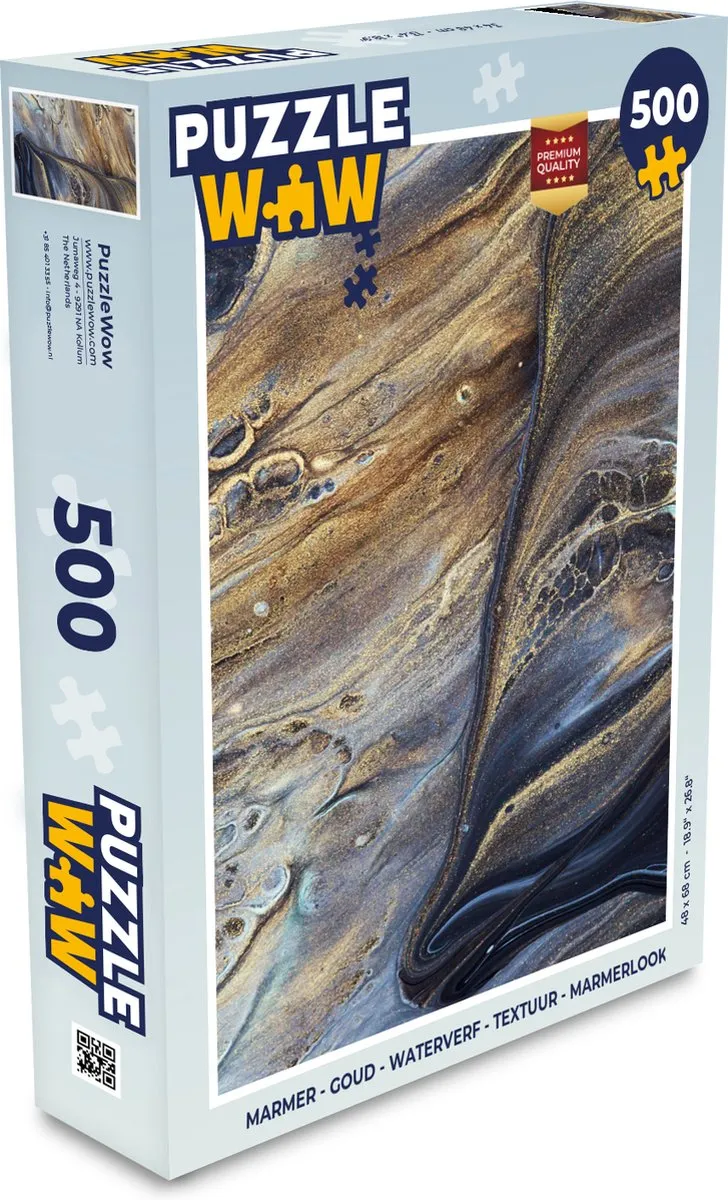 PuzzleWow Marmerlook Legpuzzel 500 Stuks - Multicolor