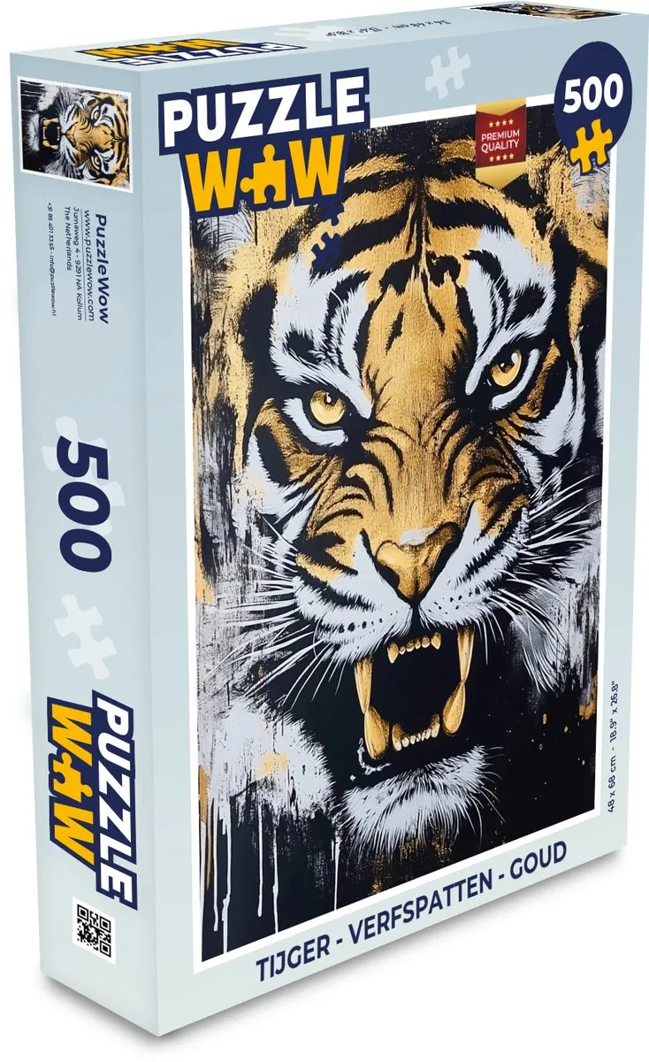 PuzzleWow Tijger Verfspatten Legpuzzel 500 Stuks