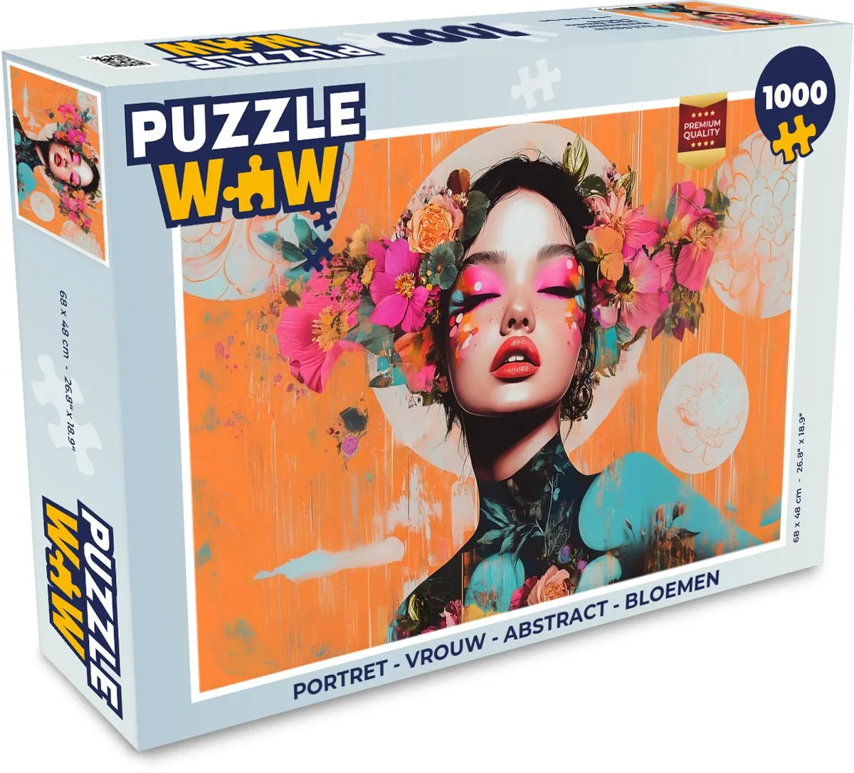 PuzzleWow Portret Abstract Bloemen Legpuzzel 1000 Stuks