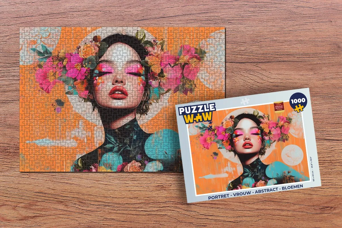 PuzzleWow Portret Abstract Bloemen Legpuzzel 1000 Stuks