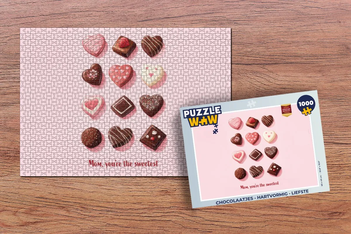 PuzzleWow Hartvormige Chocolaatjes Puzzel 1000 Stuks