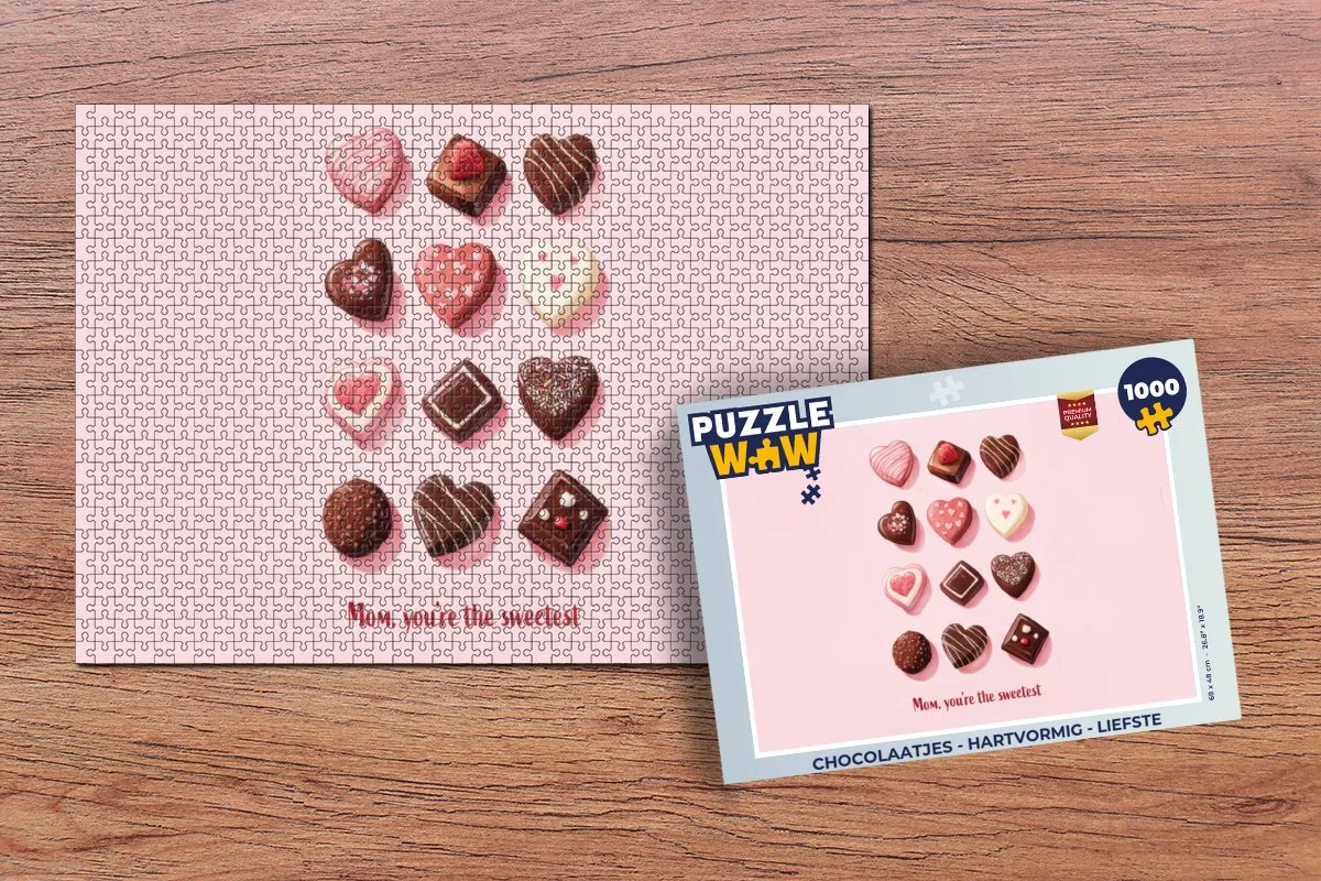 PuzzleWow Hartvormige Chocolaatjes Puzzel 1000 Stuks
