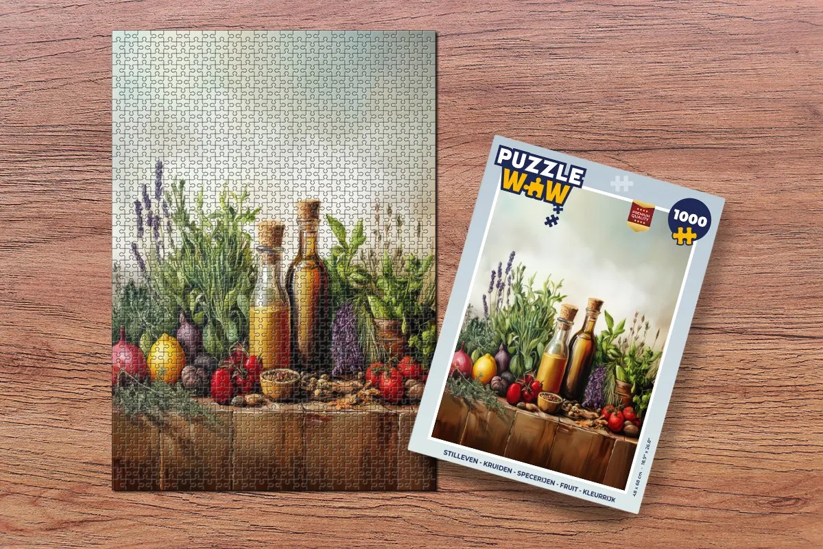 PuzzleWow Stilleven Kruiden Specerijen Fruit Legpuzzel 1000 Stuks - 1000 Puzzeldelen