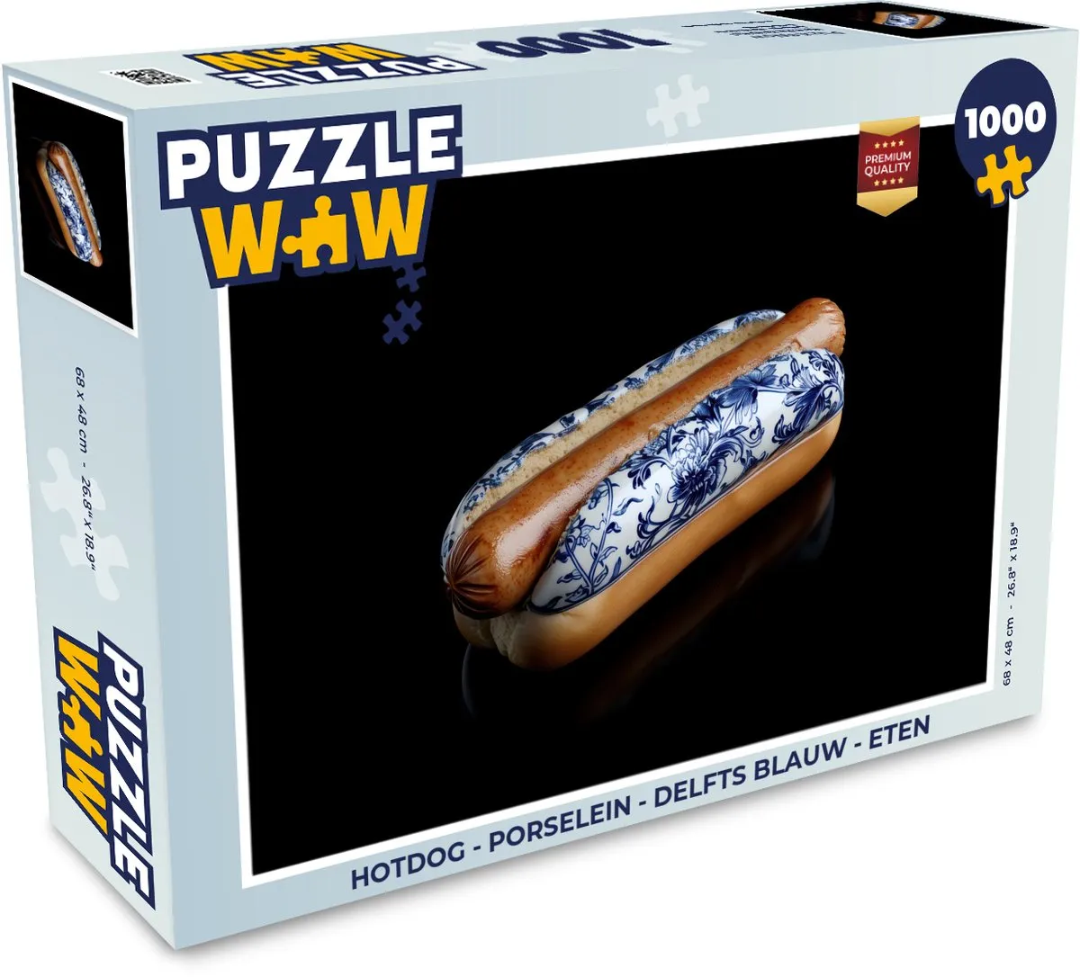 PuzzleWow Hotdog Legpuzzel 1000 Stuks - Delfts Blauw
