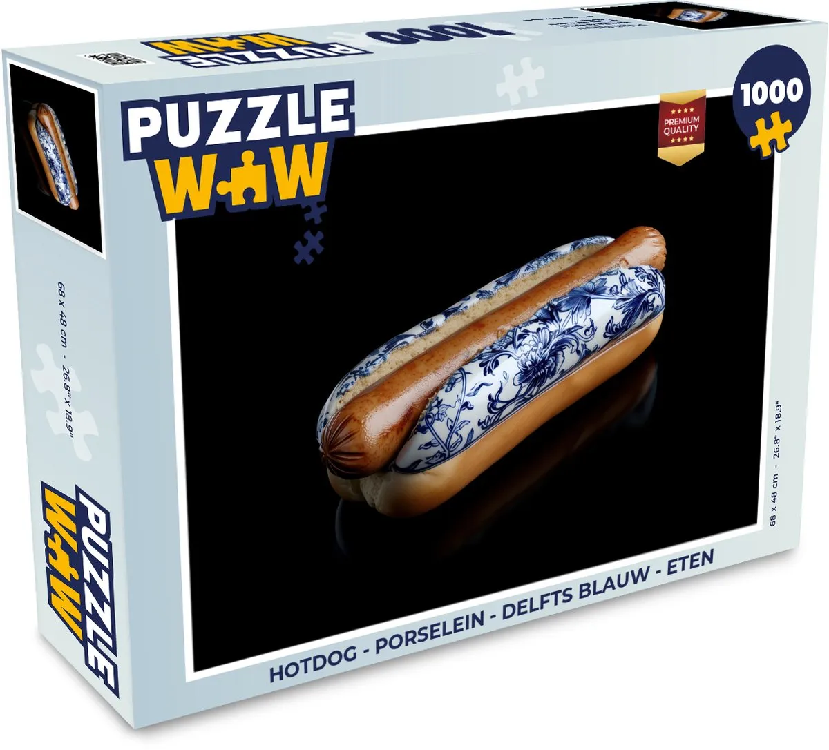 PuzzleWow Hotdog Legpuzzel 1000 Stuks - Delfts Blauw