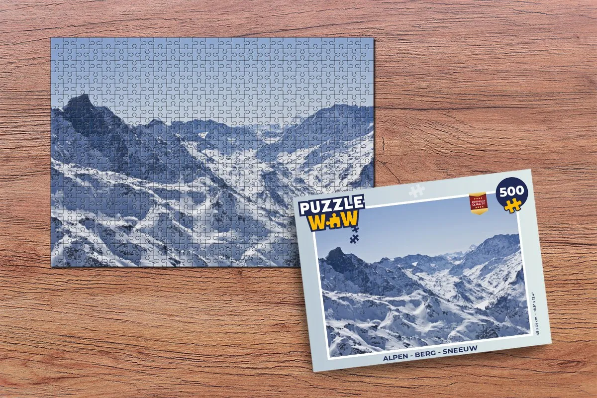 PuzzleWow Alpen Berg Sneeuw Legpuzzel 500 Stuks - Multicolor