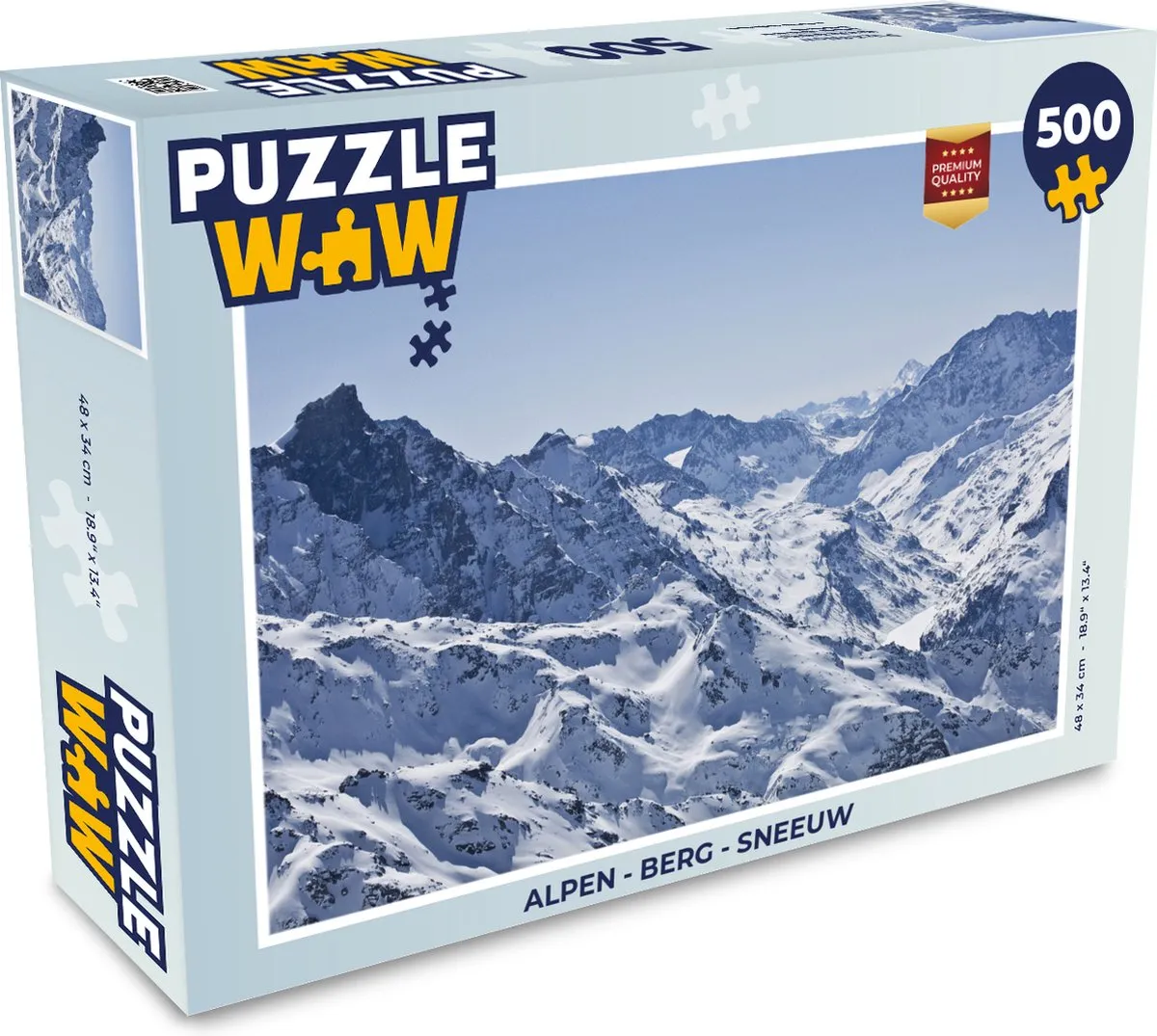 PuzzleWow Alpen Berg Sneeuw Legpuzzel 500 Stuks - Multicolor
