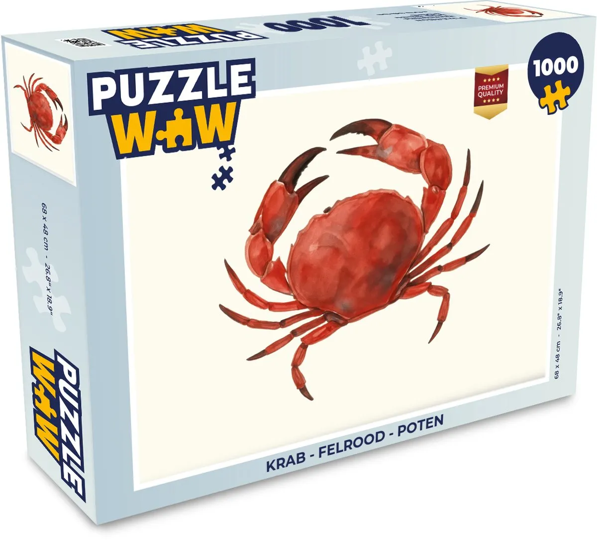 PuzzleWow Krab Legpuzzel 1000 Stuks - Felrood