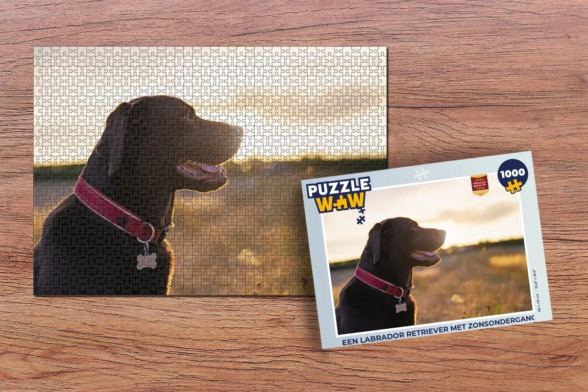 PuzzleWow Labrador Retriever Zonsondergang Legpuzzel 1000 Stuks - Multicolor