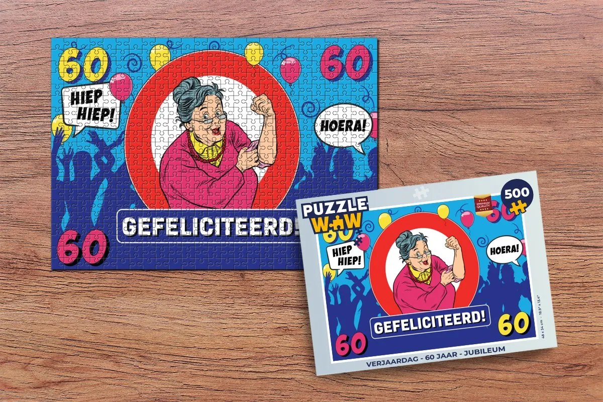 PuzzleWow Verjaardag Jubileum Legpuzzel 500 Stuks - Multicolor