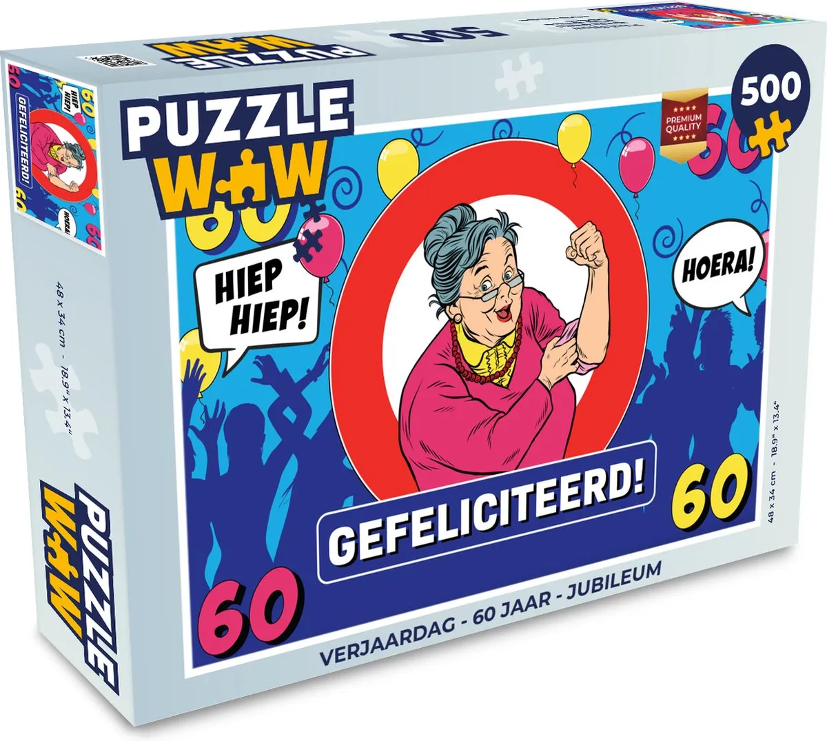PuzzleWow Verjaardag Jubileum Legpuzzel 500 Stuks - Multicolor