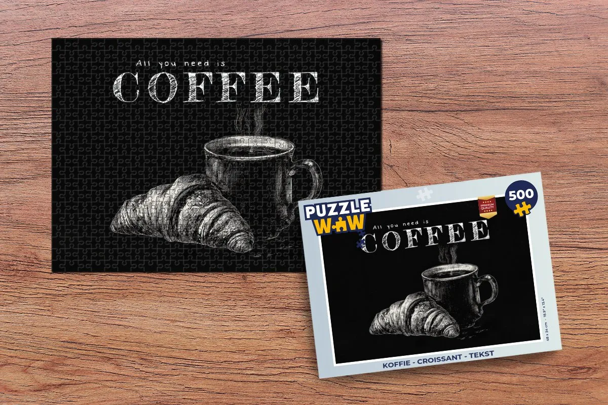 PuzzleWow 500 Stuks Koffie & Croissant Legpuzzel