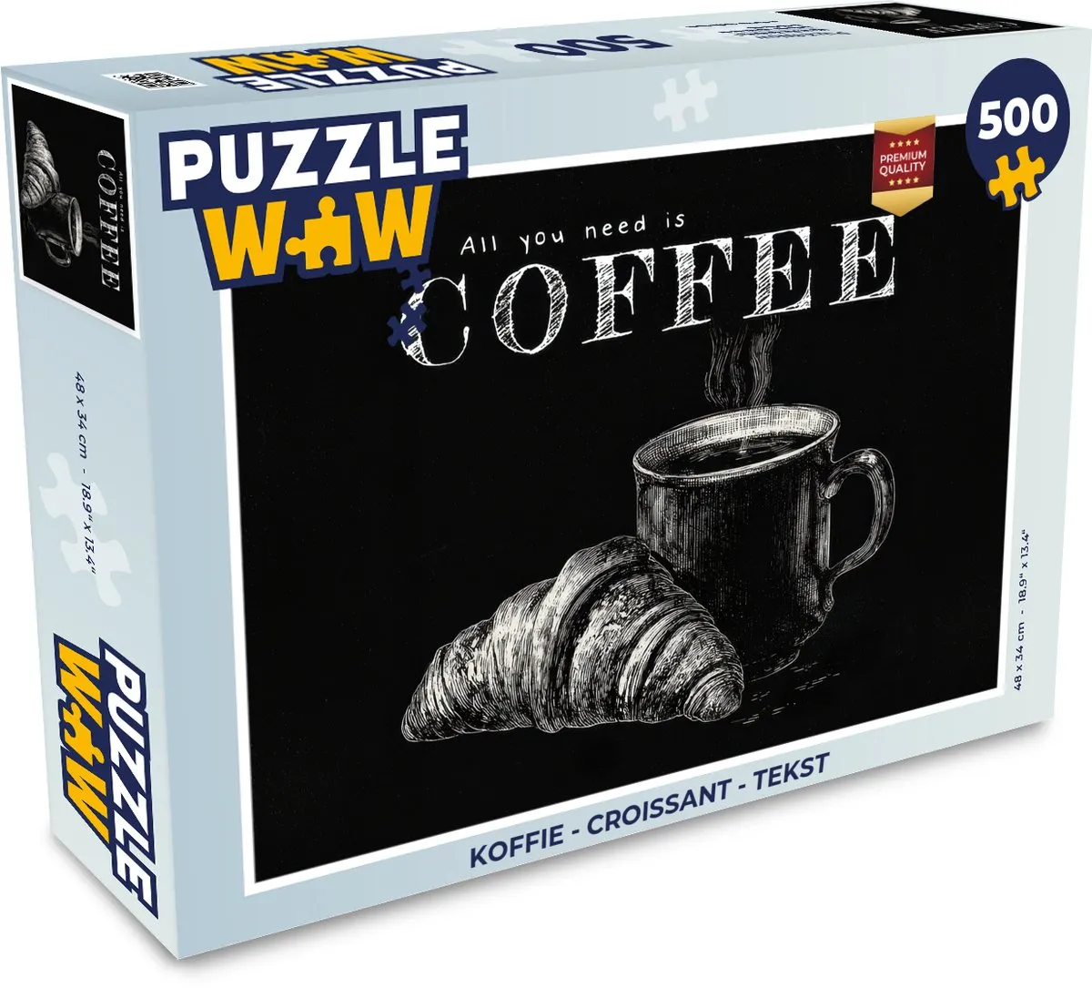 PuzzleWow 500 Stuks Koffie & Croissant Legpuzzel