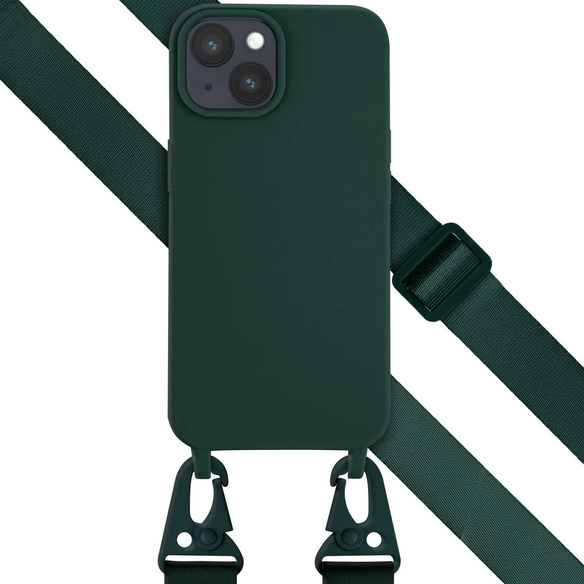 Selencia iPhone 15 Siliconen Hoesje - Donkergroen