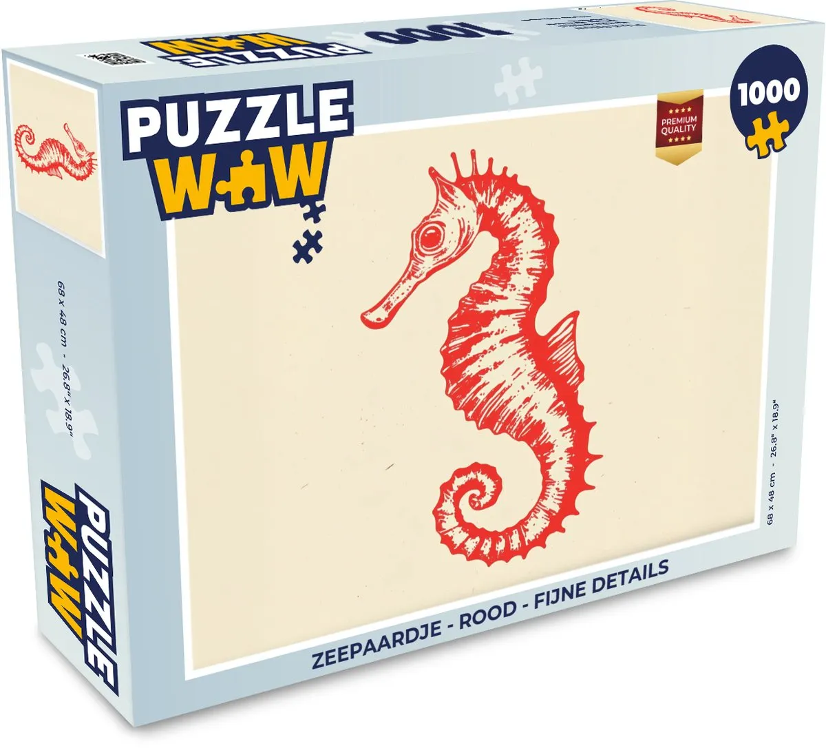 PuzzleWow Zeepaardje Legpuzzel 1000 Stuks - Rood