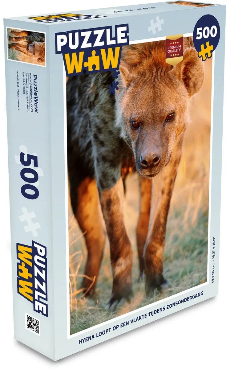 PuzzleWow Hyena Gras Zonsondergang Legpuzzel 500 Stuks - Multicolor