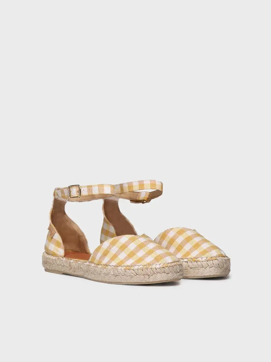 Platte espadrilles voor dames met ruitjesprint