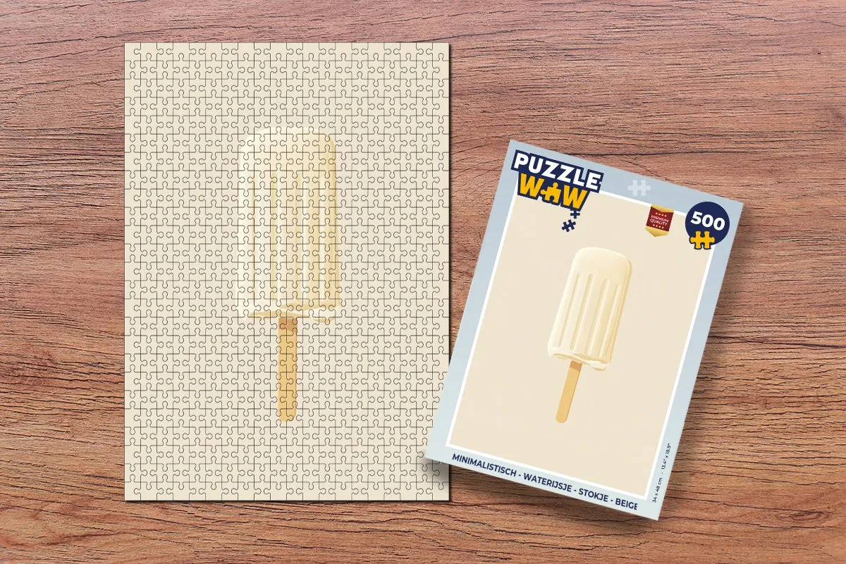 PuzzleWow Minimalistisch Waterijsje Stokje Legpuzzel 500 Stuks - Beige