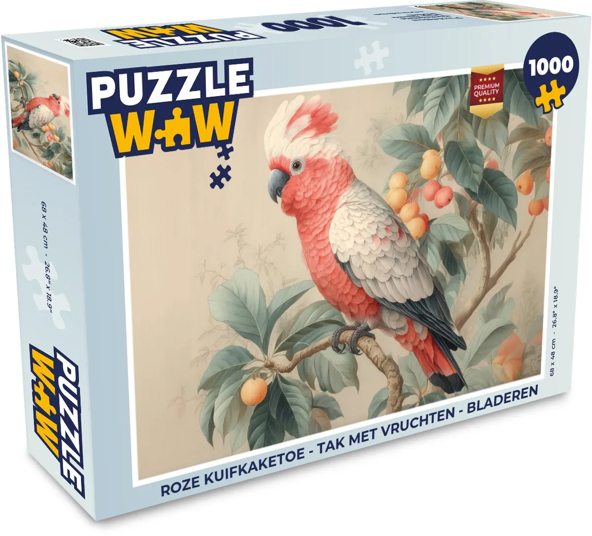PuzzleWow Roze Kuifkaketoe Legpuzzel 1000 Stuks