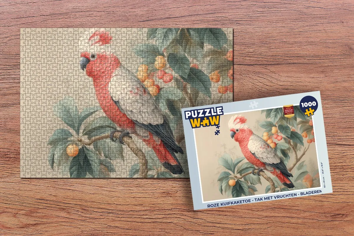 PuzzleWow Roze Kuifkaketoe Legpuzzel 1000 Stuks