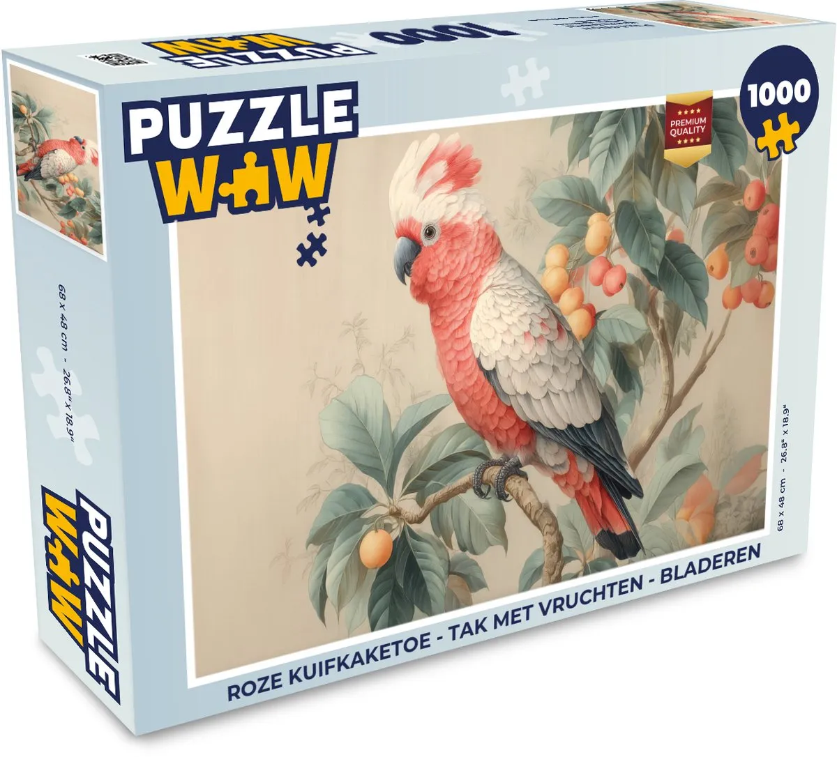 PuzzleWow Roze Kuifkaketoe Legpuzzel 1000 Stuks
