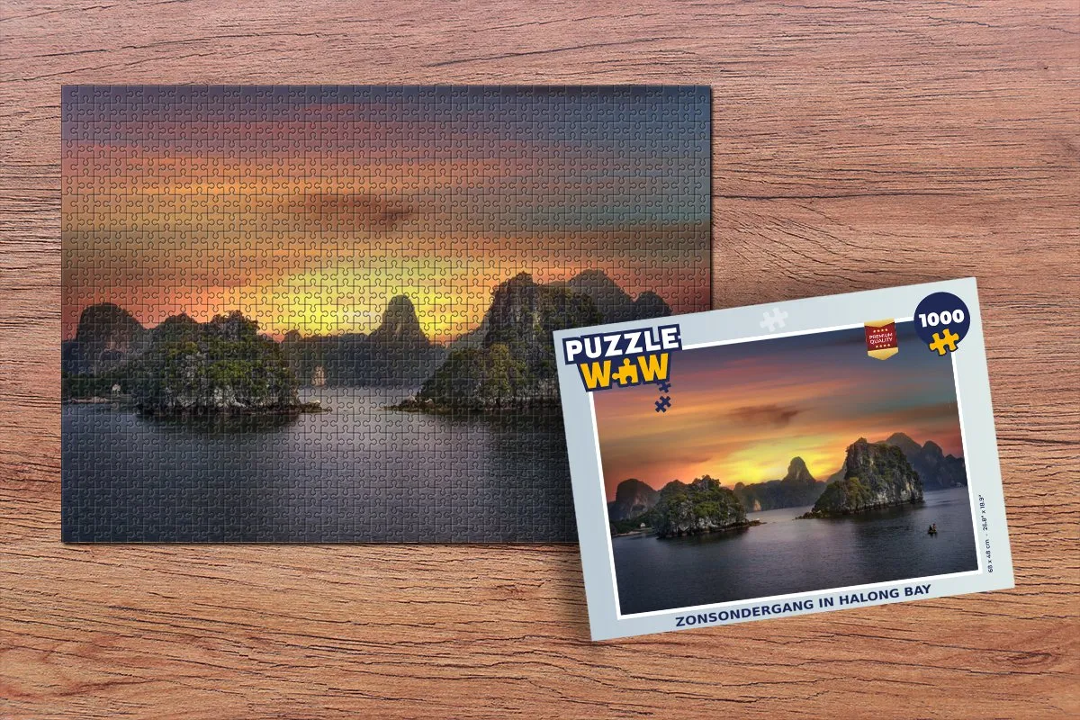 PuzzleWow Zonsondergang Halong Bay Legpuzzel 1000 Stuks - Multicolor