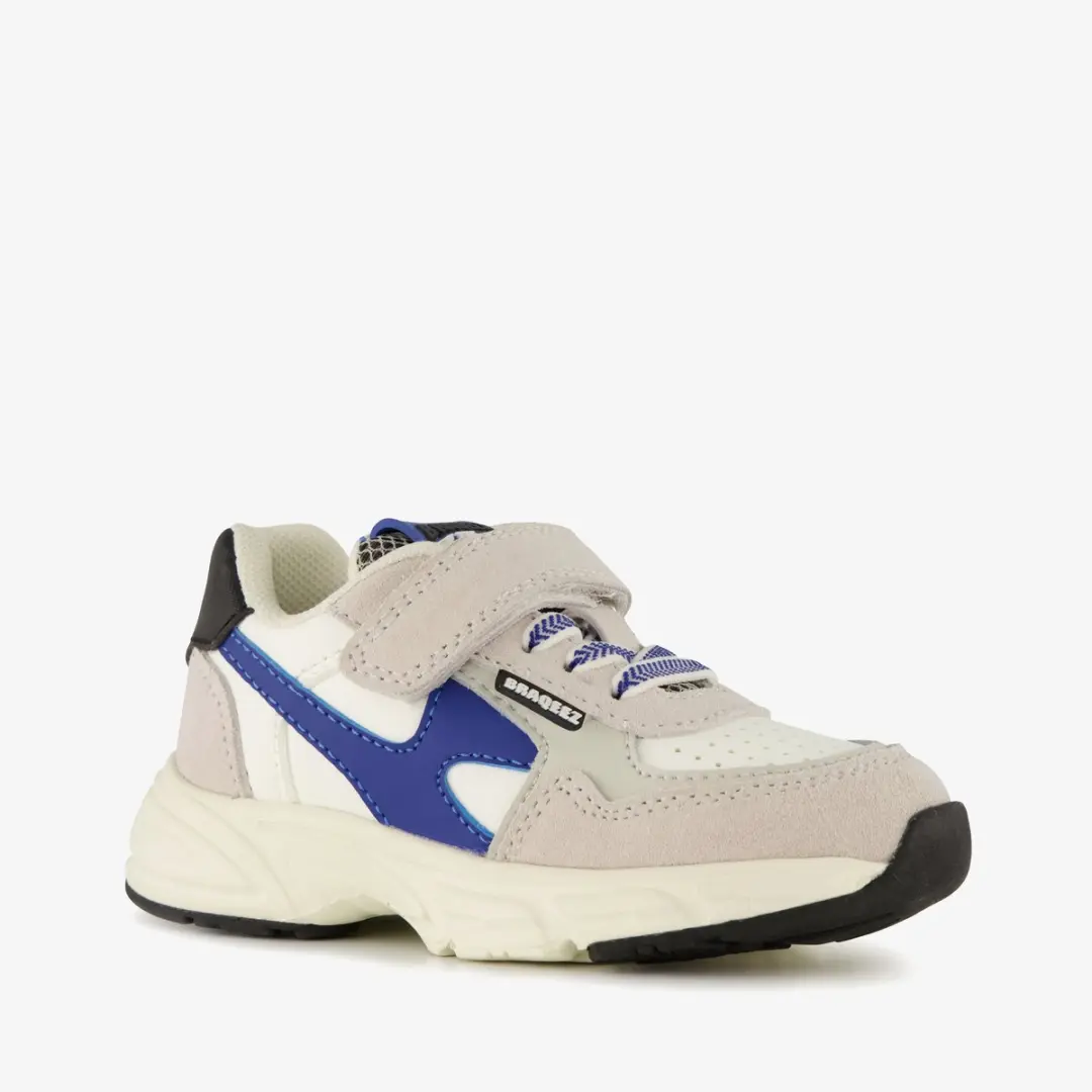 Braqeez leren jongens sneakers grijs blauw