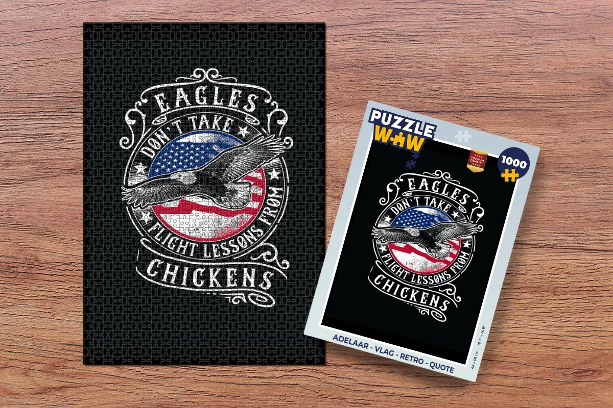 PuzzleWow Adelaar Vlag Retro Quote Legpuzzel 1000 Stuks - Multicolor