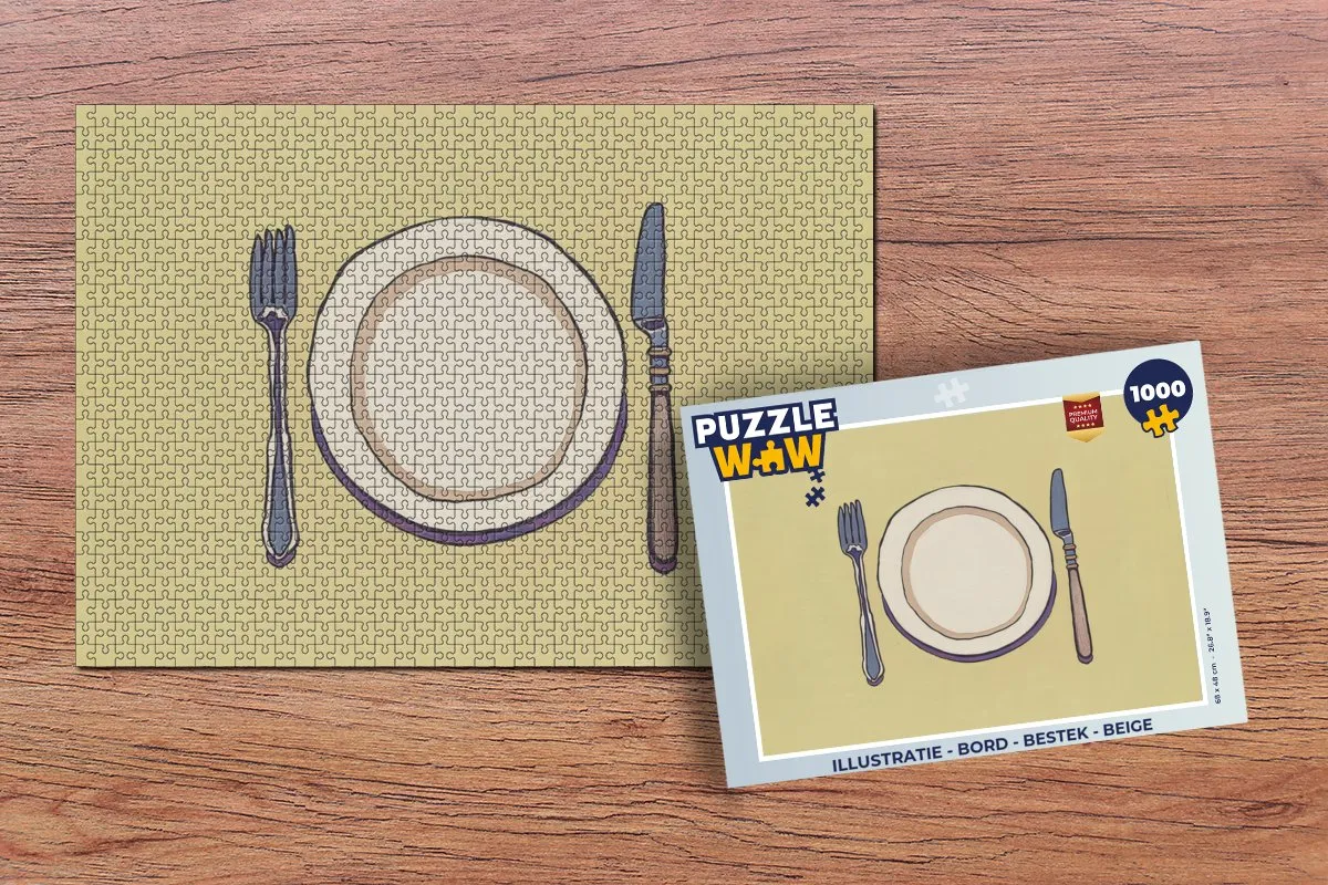 PuzzleWow Legpuzzel 1000 Stuks - Beige Illustratie