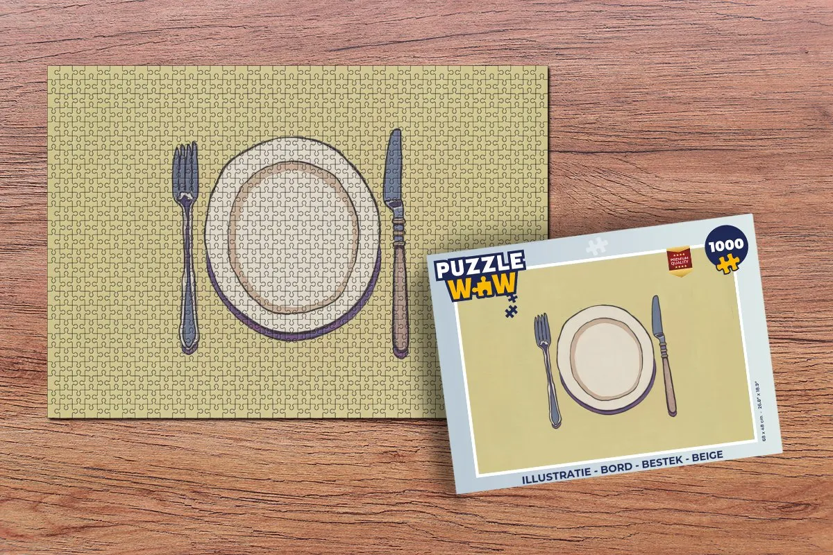 PuzzleWow Legpuzzel 1000 Stuks - Beige Illustratie