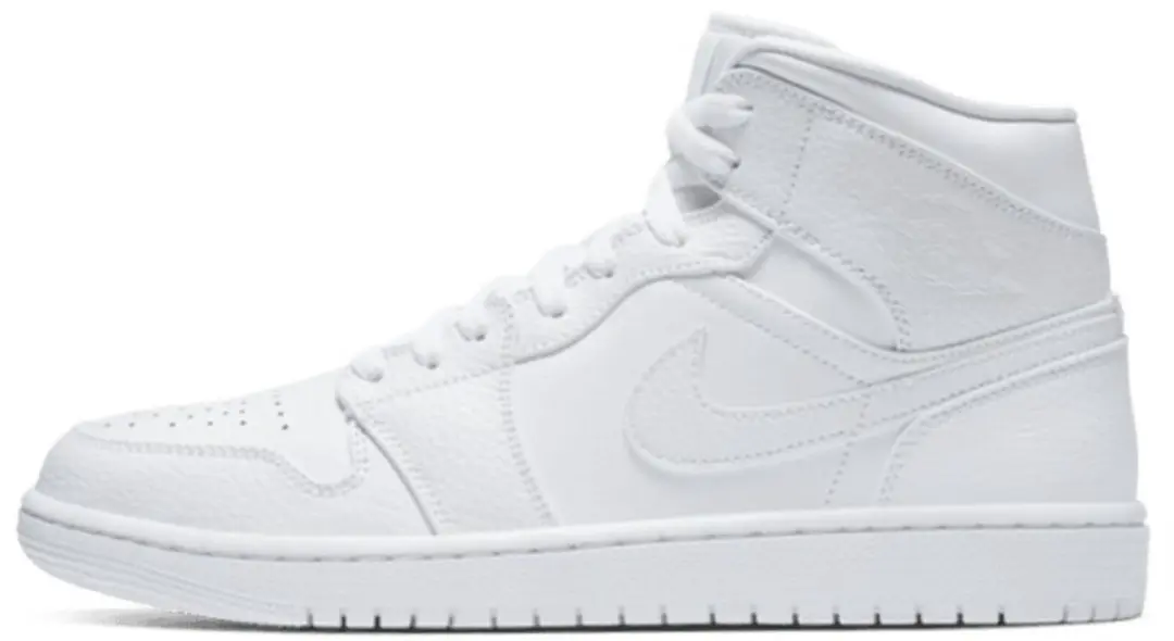 Nike Air Jordan 1 Mid,  Triple White 2.0 (2020), Wit, 554724 130, EUR 40.5