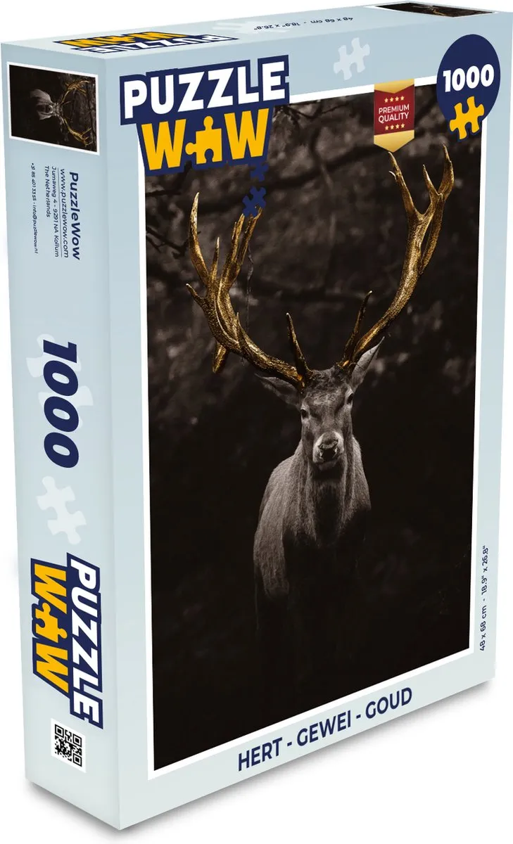 PuzzleWow Hert Gewei Legpuzzel 1000 Stuks - Multicolor