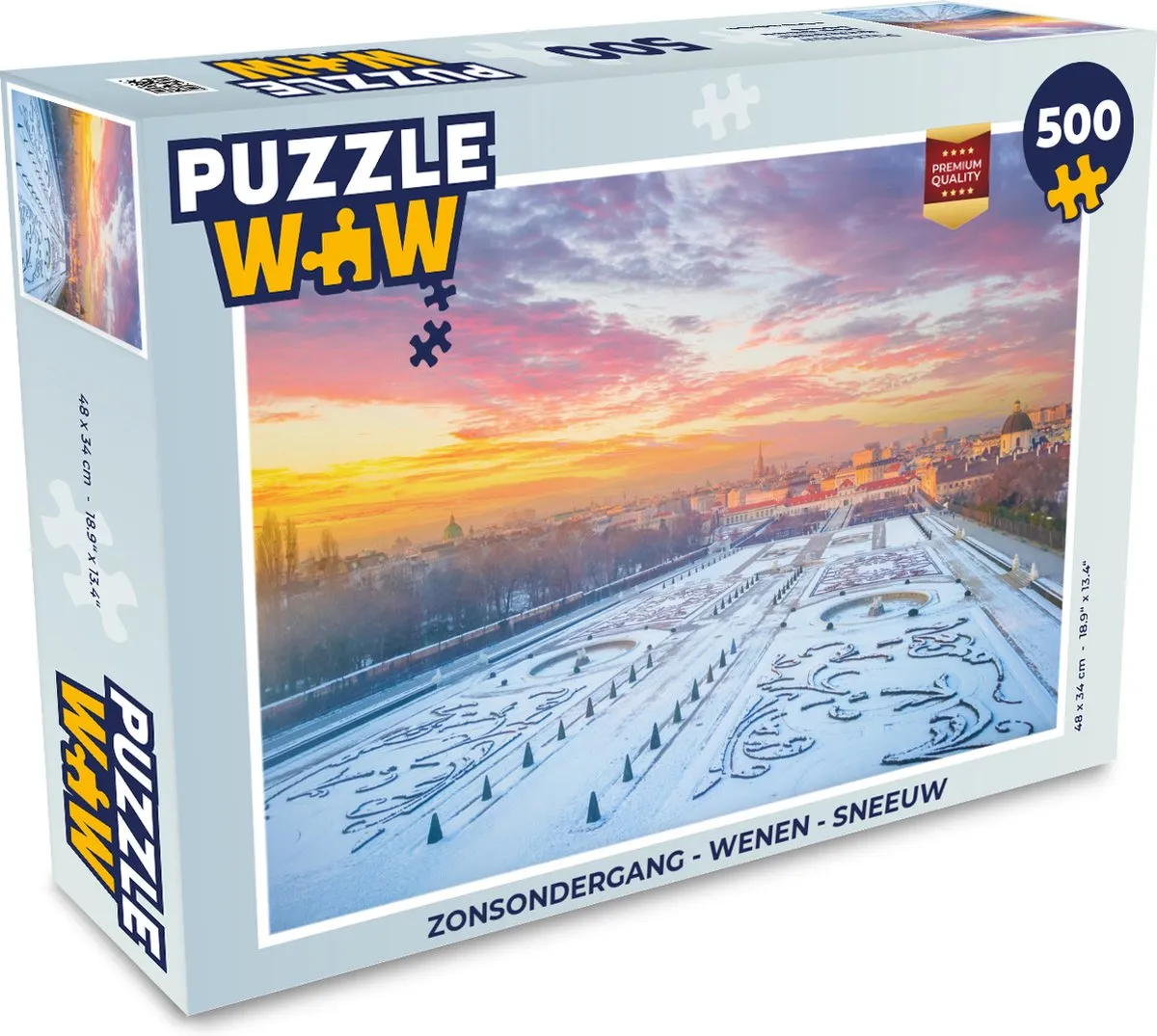 PuzzleWow Zonsondergang Wenen Sneeuw Legpuzzel 500 Stuks