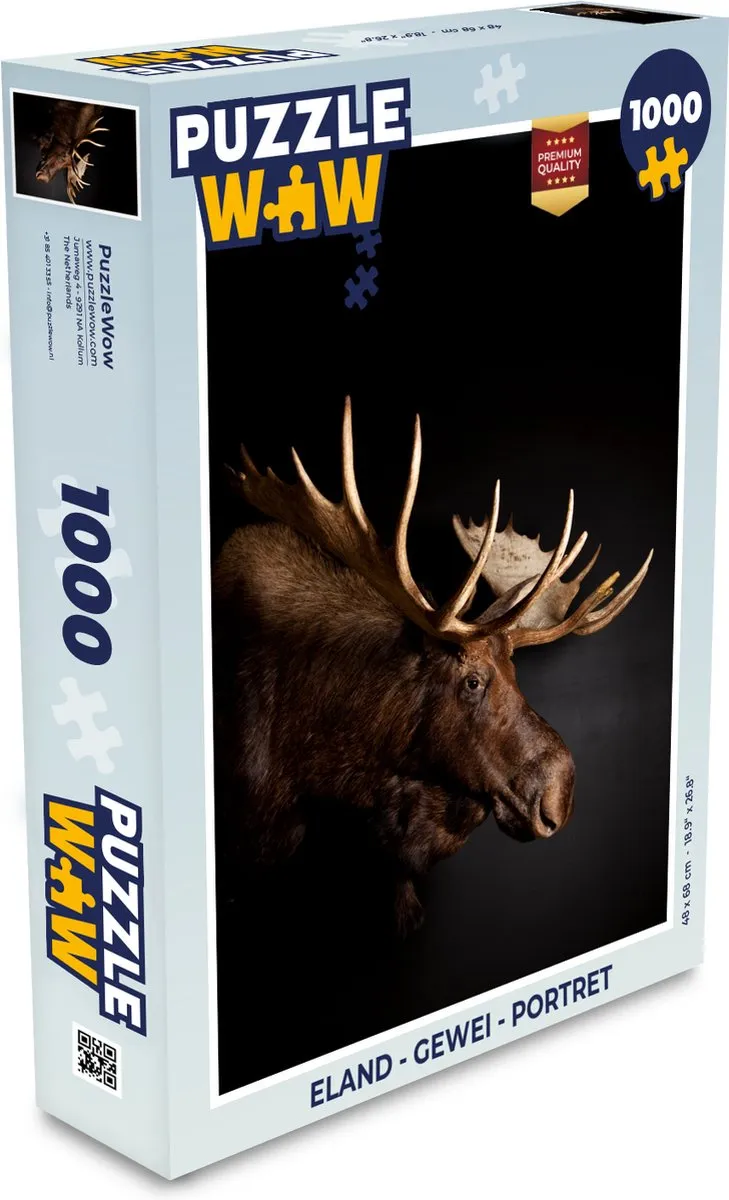 PuzzleWow Eland Gewei Portret Legpuzzel 1000 Stuks