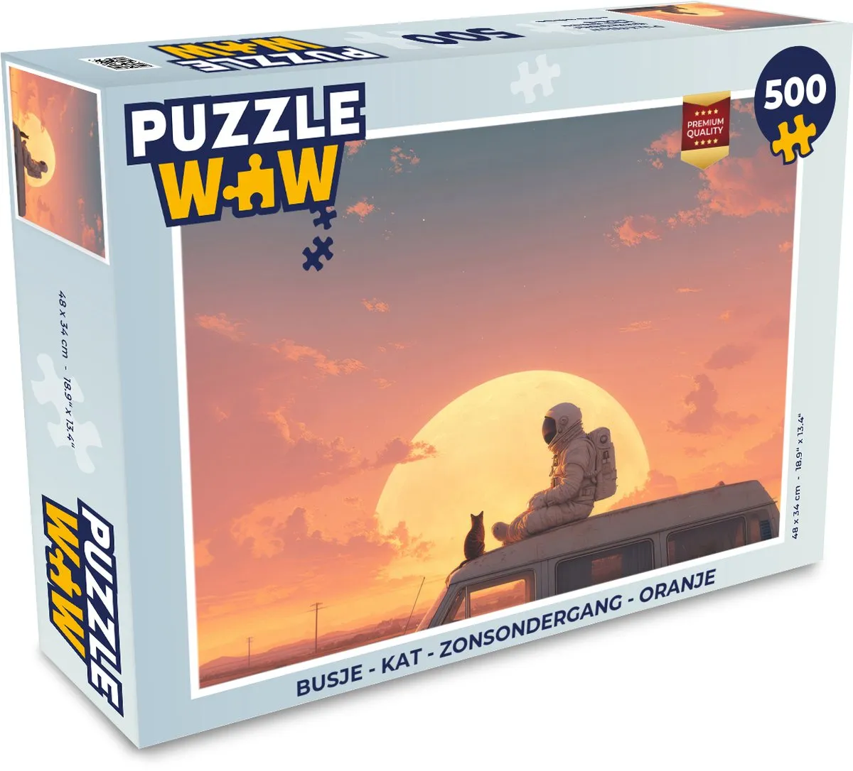 PuzzleWow 500 Stuks Puzzel Busje Kat Zonsondergang