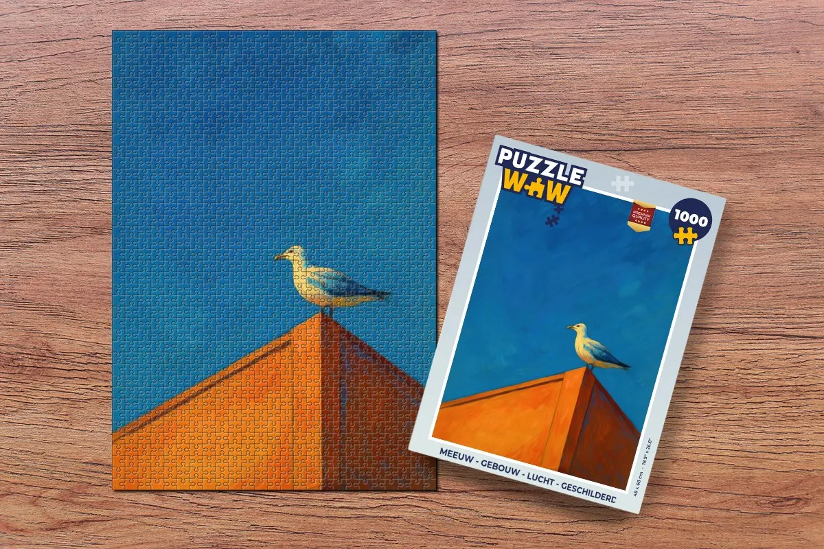PuzzleWow Legpuzzel 1000 Stuks - Meeuw Gebouw Lucht
