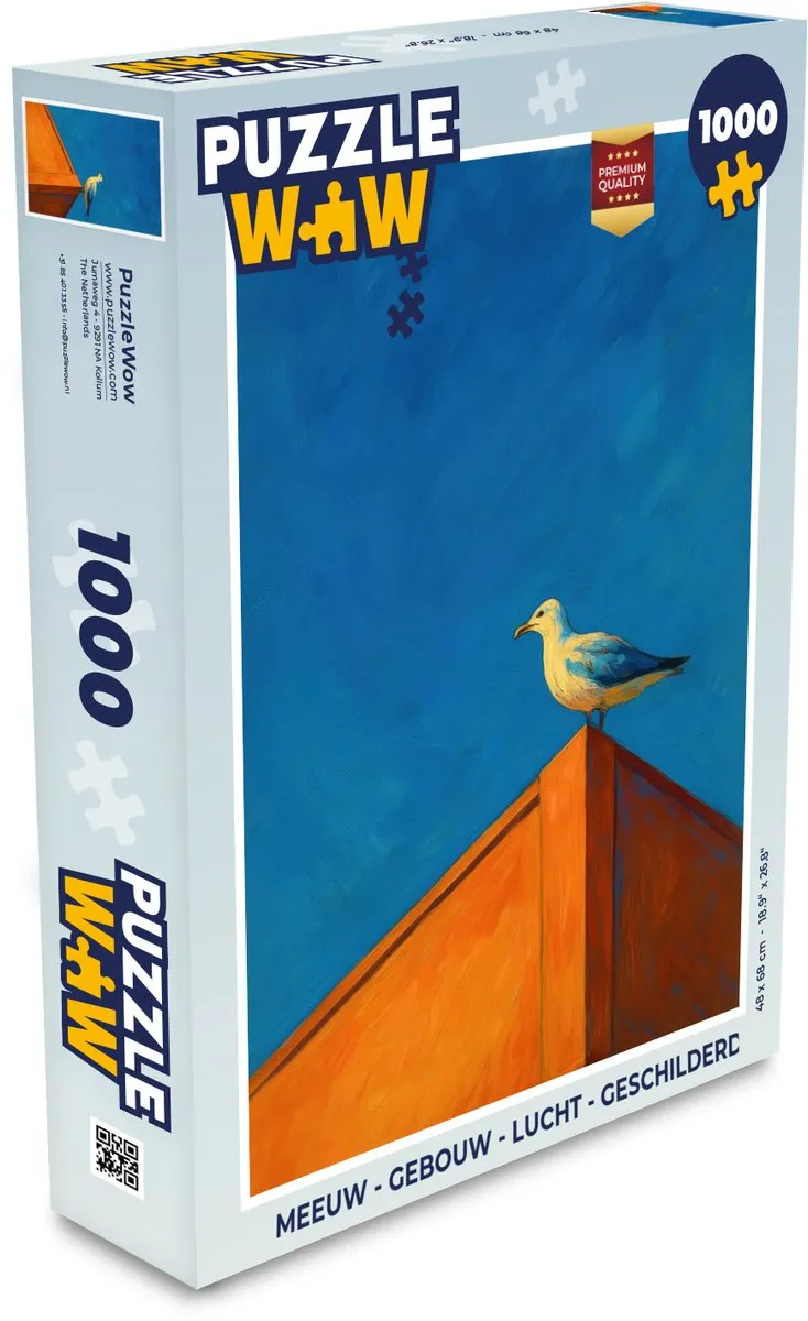 PuzzleWow Legpuzzel 1000 Stuks - Meeuw Gebouw Lucht
