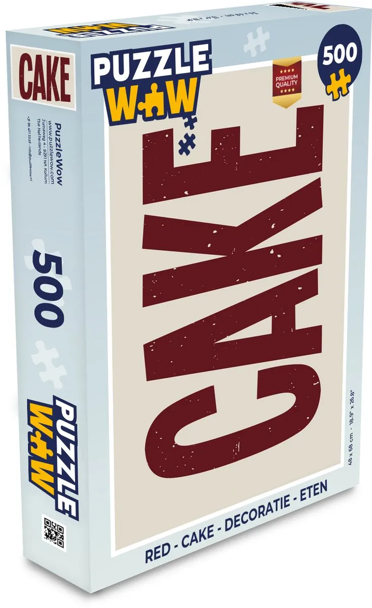 PuzzleWow Cake Puzzel 500 Stuks - Rood/Beige