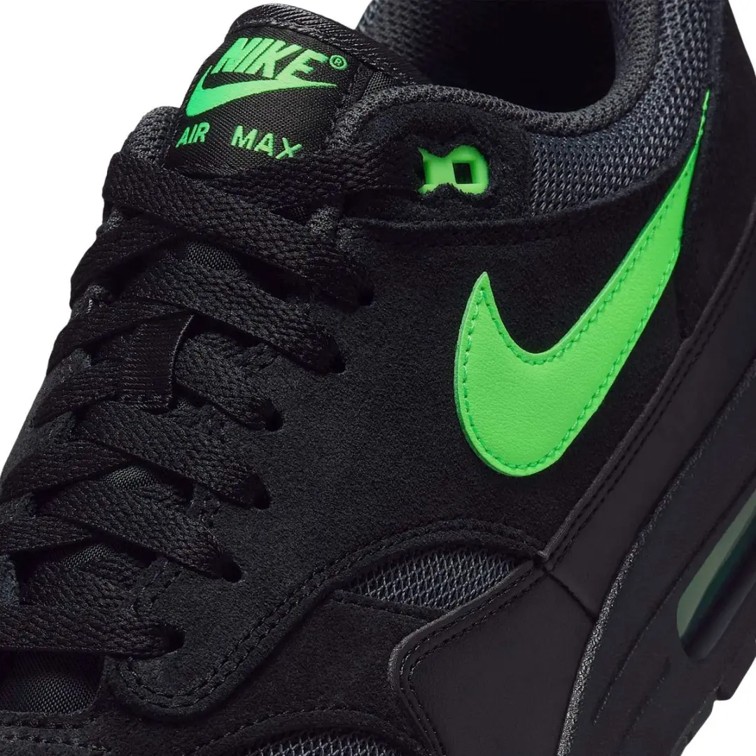 Nike Air Max 1 Essential Sneakers - Zwart/Groen - afbeelding 2 van 6